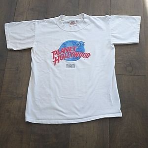 VTG 1991 PLANET HOLLYWOOD MIAM USA MADE I WHITE TEE WOMANS SMALL